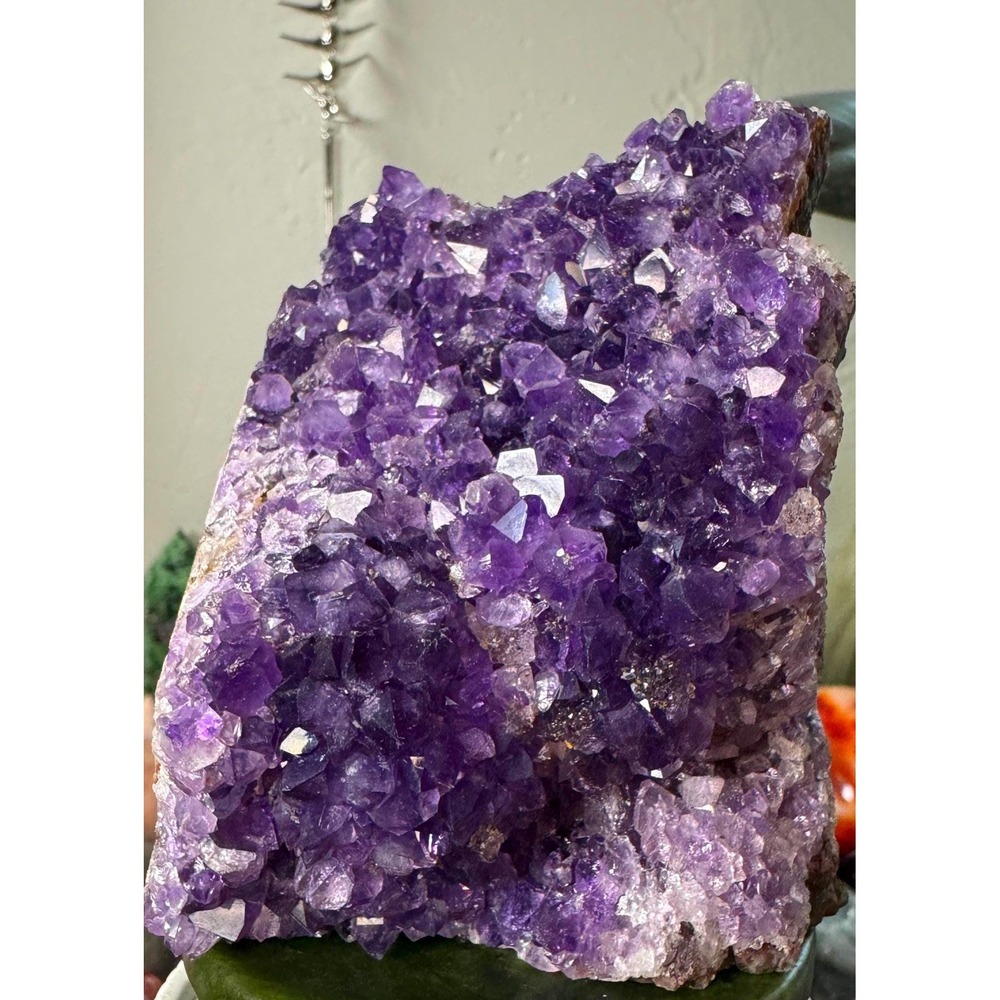 Natural Uraguayan Amethyst Geode Cluster with Druzy - Flat Cut Bottom